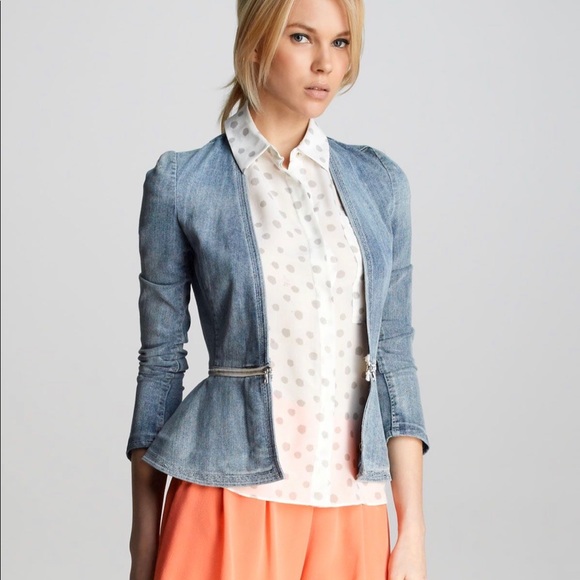 Rebecca Taylor Denim Peplum Jacket Sz 4 - Picture 8 of 8